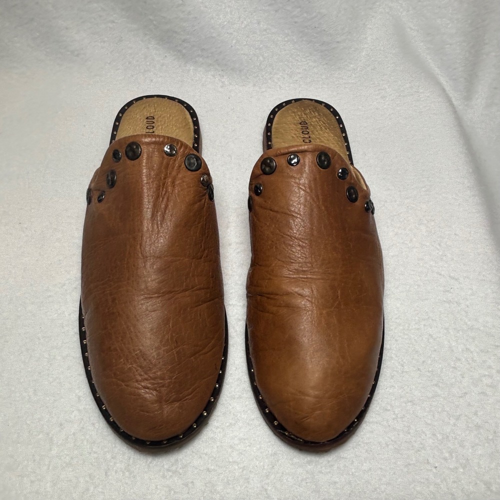 Anthropologie Musse & Cloud Mules Clogs Women 38 Brown Leather Studded Boho - Picture 9 of 16